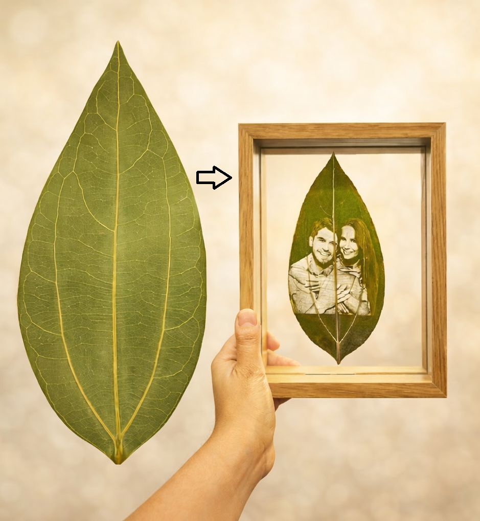 Personalised Leaf Engraved Photo with frame – Perfect Gift for Loved One